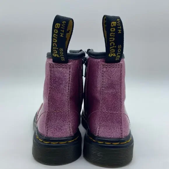 Dr. Martens Pink Sparkle Eye Glitter Ankle Boot Combat Boot Moto Toddler size 7 - Picture 4 of 9